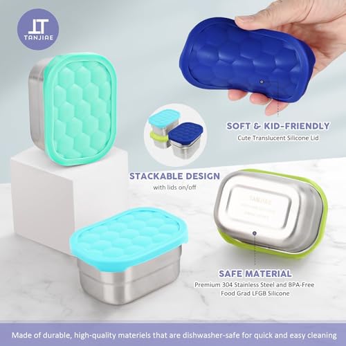 Stainless Steel Snack Containers for Kids with Silicone Lids - 8 oz (4 Pack)
