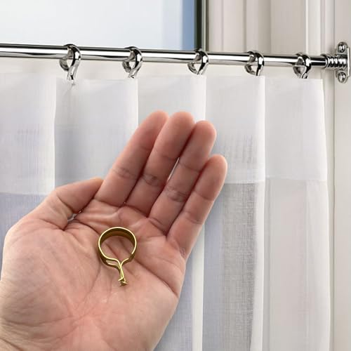 Metal Cafe Curtain Clip Rings, 3/4 Inch, 14 Pack, Brass Finish