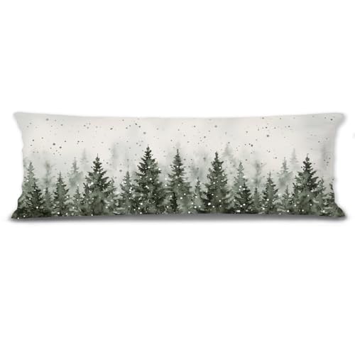 Mancheng-zi Winter Forest Christmas Body Pillow Cover 20x54 Zipper Decor