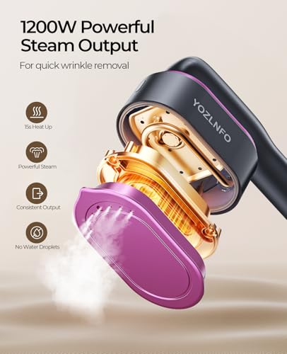 YOZLNFO Handheld Travel Clothes Steamer, 1200W 5-Mode Portable Iron