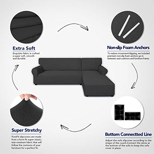 Super Stretch L-Shape Sectional Sofa Slipcover - 2 Piece Non-Slip Couch Cover
