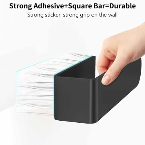 Bethom 8 Inch Self Adhesive Hand Towel Bar - Matte Black, 2 Pack