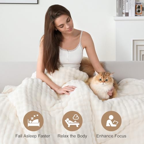 Weighted Blanket for Adults - 15lbs Queen Size, Soft Fleece & Sherpa