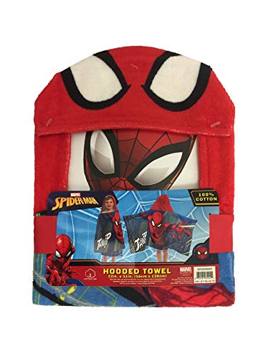 Marvel Spiderman Kids Hooded Towel Poncho Multicolor 22 x 51 Inches - Soft Cotton, Fun Hood for Boys & Girls