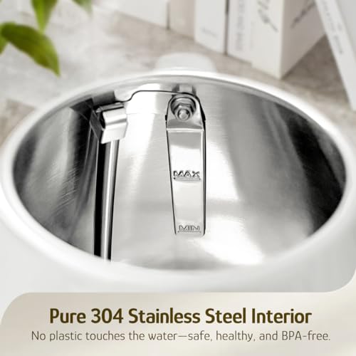 Retro Electric Kettle 1.7L Stainless Steel with Temperature Dial, Pearl White