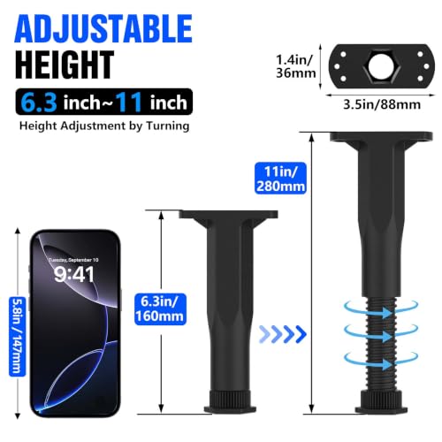 Adjustable Bed Support Legs, Telescopic 6.3"-11" Center Support for Slats