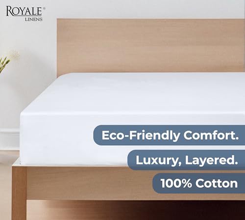 Royale Linens 100% Organic Cotton Twin XL Fitted Sheet - Deep Pocket White