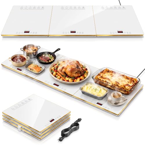 BTUVC 36x16 3-in-1 Warming Tray Set with Independent Temp & Timer, White-Gold
