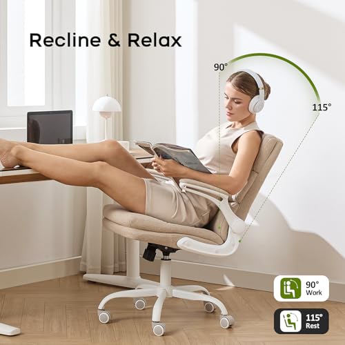 Ergonomic Small Office Chair with Flip-Up Arms and 3-Zone Back Support