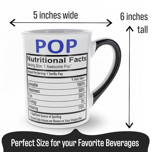 Cottage Creek Funny Nutrition Facts Grandpa Mug 16oz – Humorous Coffee Gift for Pop