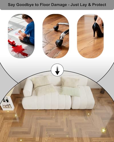 3'x5' Clear Vinyl Floor Protector Mat with 16 Anti-Slip Stickers