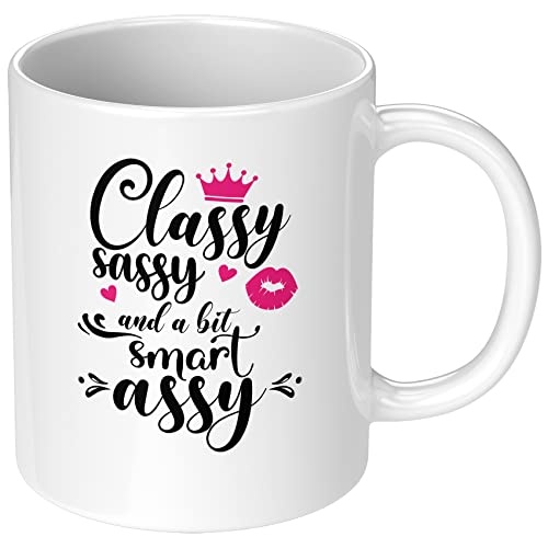 White Funny Kids' Home Ceramic Mug - Classy, Sassy & Smart Assy - 11oz