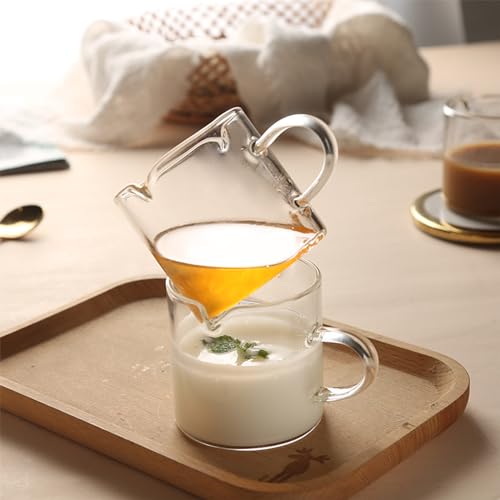 Double Spout Glass Espresso Cups Set of 2, 4 oz Shot Glasses with Handle