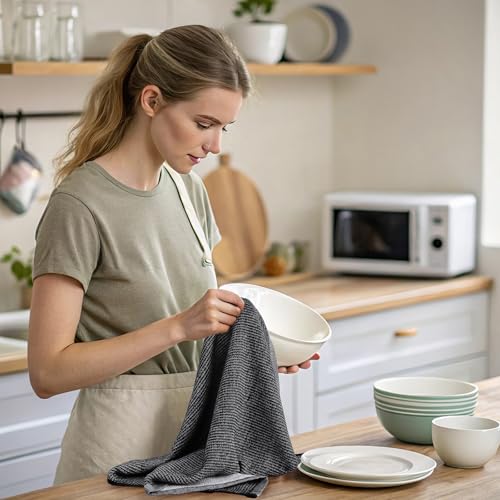 Large Cotton Kitchen Towels, 18" x 28" - 6 Pack, Absorbent Dish Towels