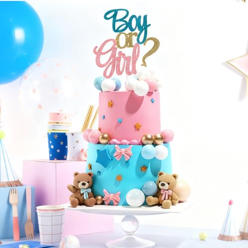 23-Piece Bear Gender Reveal Cake Topper Set for Baby Shower Party