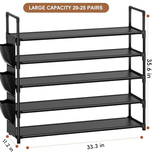 5-Tier Shoe Rack Organizer, Large Capacity Metal Storage Tower for Entryway