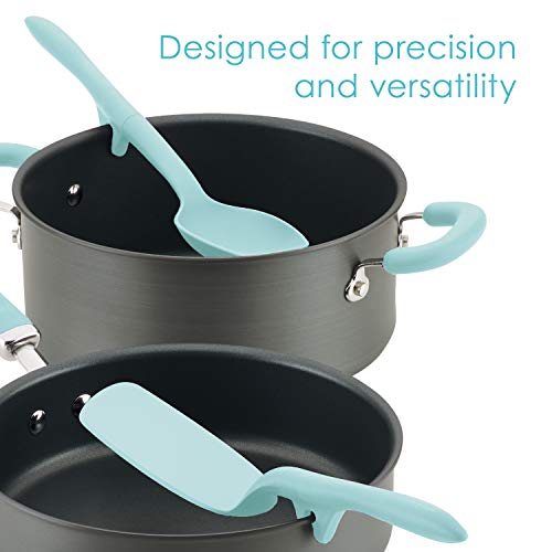 Rachael Ray Tools and Gadgets Spoon, Slotted and Solid Turners Set/ Cooking Utensils - 3 Piece, Light Blue