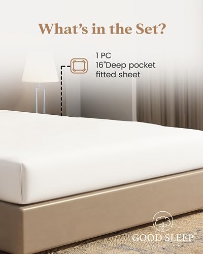1000 Thread Count Twin XL Fitted Sheet - 100% Egyptian Cotton, 16" Deep