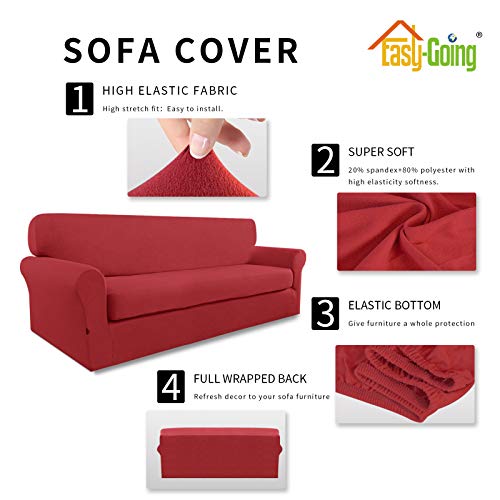Easy-Going 2-Piece Oversized Couch Sofa Slipcover XL Red Washable Furniture Protector
