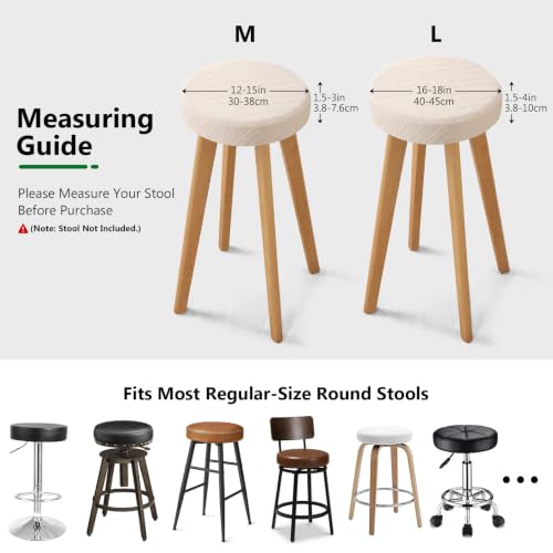 Waterproof Round Stool Covers - 4 Pack, 16-18 Inch, Beige