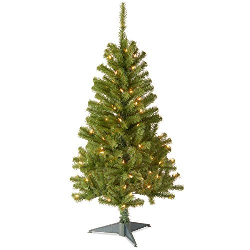 4ft Pre-Lit Canadian Fir Christmas Tree with 100 Clear Lights - Full Bodied, Lifelike Holiday Decor