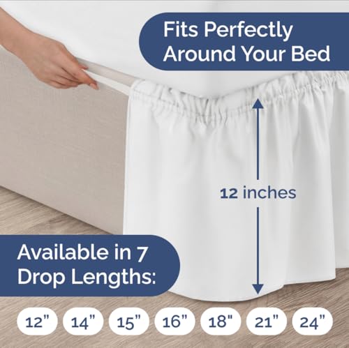 CGK Unlimited Queen Size Wrap Around Bed Skirt - 12 Inch Drop White