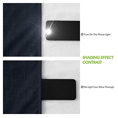 Deconovo 100% Blackout Curtains with 3 Pass, Energy Efficient Thermal Insulated Coating Bedroom Curtains, Faux Linen Room Darkening Curtains for Living Room (Navy Blue, 42x84 Inch, 2 Panels)