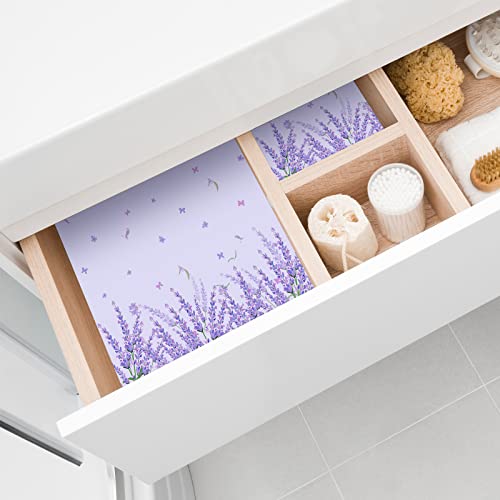 Lavender Scented Drawer Liners - 30 Sheets Non-Adhesive Floral Paper