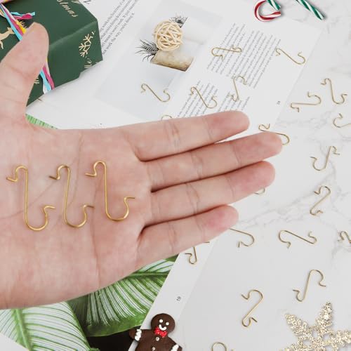 100 Gold Christmas Ornament Hooks for Trees - Durable Metal Hangers