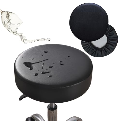 2 Pack Faux Leather Bar Stool Covers 15-16 Inch Black
