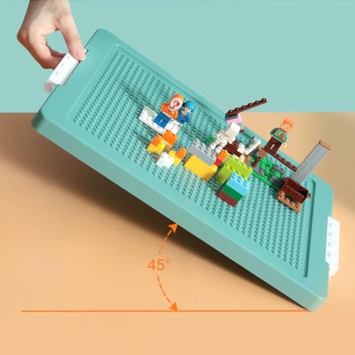 Stackable Toy Storage Organizer Box with Building Plate Lid and Removable Tray