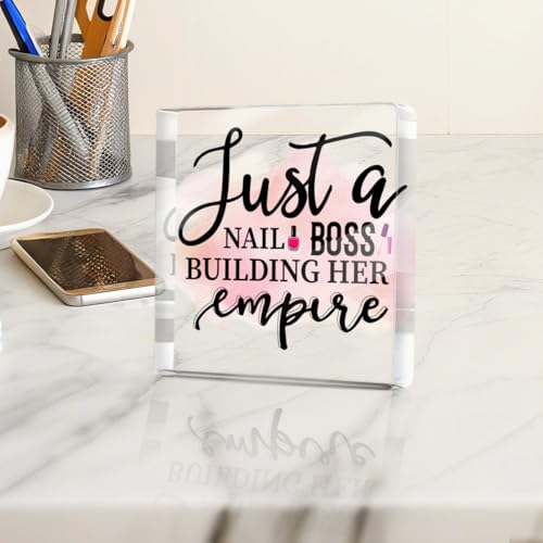 Boss 0604 Nail Tech Gifts for Women - Funny Lady Boss Acrylic Sign 4x4