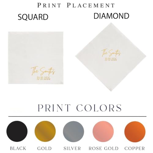 Noni Custom Wedding Napkins Style 3 - Personalized Last Name Reception Decor