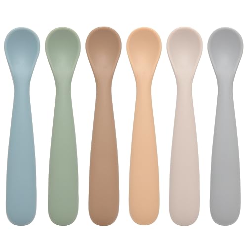 Silicone Baby Feeding Spoons 6 Pack Soft Tip Training Utensils