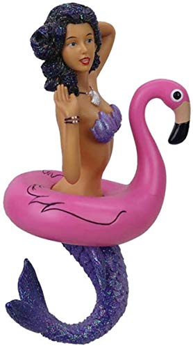 December Diamonds Miss Flamingo Mermaid Christmas Ornament 7in Glittered Resin Decor