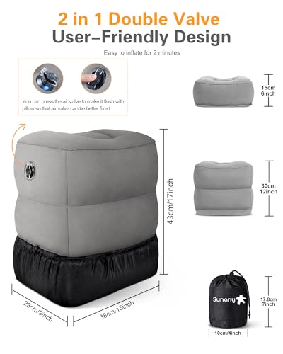 Inflatable Foot Rest Pillow for Travel - Adjustable Height for Comfort
