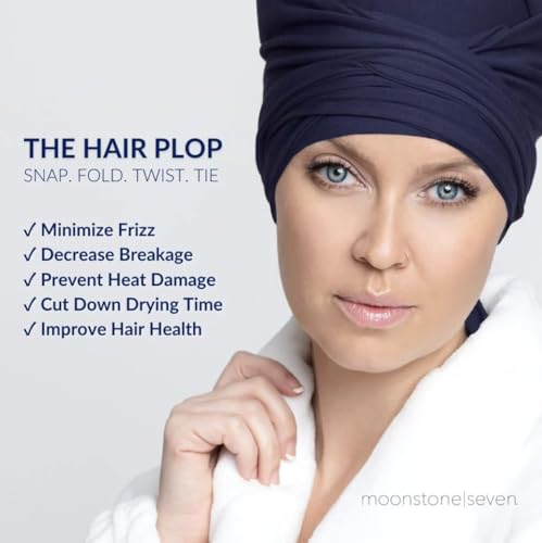 MoonstoneSeven Plum Hair Plop - Curl Wrap for Drying & Frizz Control, Soft Cotton Lycra, Wavy & Curly Hair