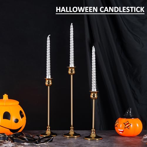 Pusenlan Tall Gold Taper Candle Holders Set of 6 | Vintage Metal Candelabra for Holidays & Weddings