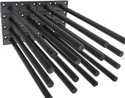 30 Pcs 10" Black Solid Steel Floating Shelf Bracket Blind Shelf Supports - Hidden Brackets for Floating Wood Shelves - Concealed Blind Shelf Support – Screws and Wall Plugs Included