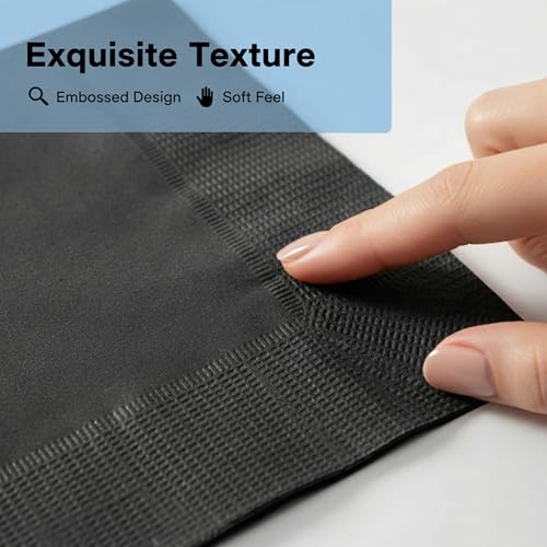 Sofkii Black Cocktail Napkins 400 Count - 4 Packs, 2-Ply, 4.75x4.75 Inch, Disposable Bar & Party Supplies