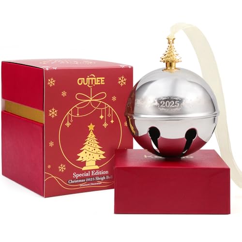 2025 Christmas Sleigh Bell Ornament, Stainless Steel Holiday Keepsake
