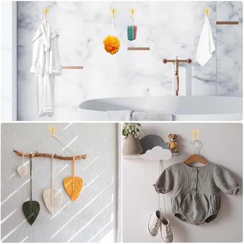 5-Pack Decorative Gold Bow Wall Hooks - Metal Towel & Coat Hangers
