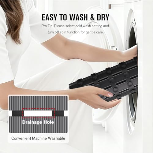Non-Slip Bathtub Mat with Suction Cups and Drain Holes - 27.5 x 15.7 Inch