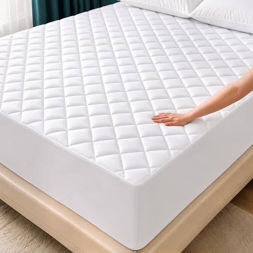 Utopia Bedding Queen Quilted Fitted Mattress Pad Deep Pocket White
