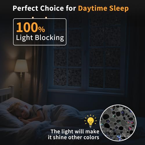Total Blackout Window Privacy Film - 3D Pebble Pattern, 17.5'' x 78.7''