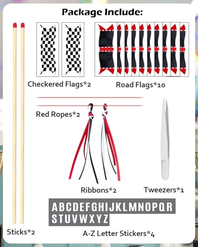 Personalized Race Car Cake Topper with Checkered Flag Banner