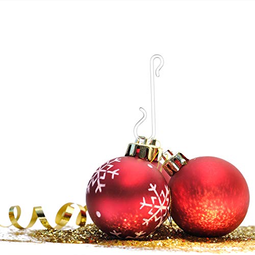Transparent Christmas Tree Ornament Hooks - 100 Pack Plastic Hangers