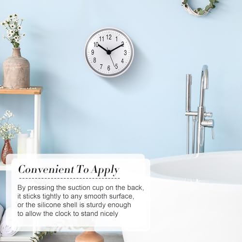 Waterproof Bathroom Wall Clock with Suction Cup, 3-Inch Small Digital Clock