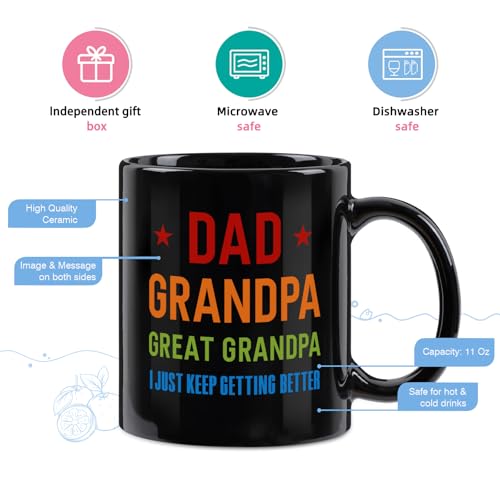 Maustic Great Grandpa Mug Black 11oz - Christmas Birthday Gift for Grandpas