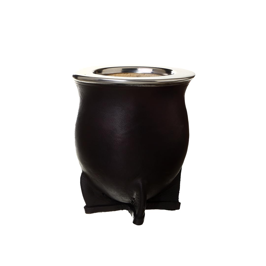 Generic Gourd Mate Cup Camionero, lined with Argentinian Leather and Stainless Steel Ferrule, Short, Black
